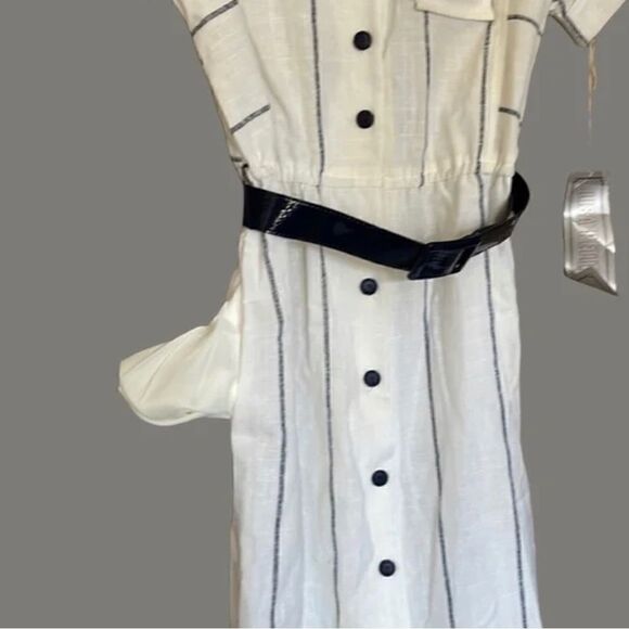 Vintage Lisa petites pin stripe dress with tag size 12 - Picture 2 of 11